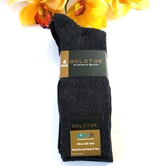 GOLDTOE AQUAFX MOISTURE CONTROL ULTRA SOFT SOCKS 4 PAIR SIZE 10-13 NWT - Picture 6 of 6